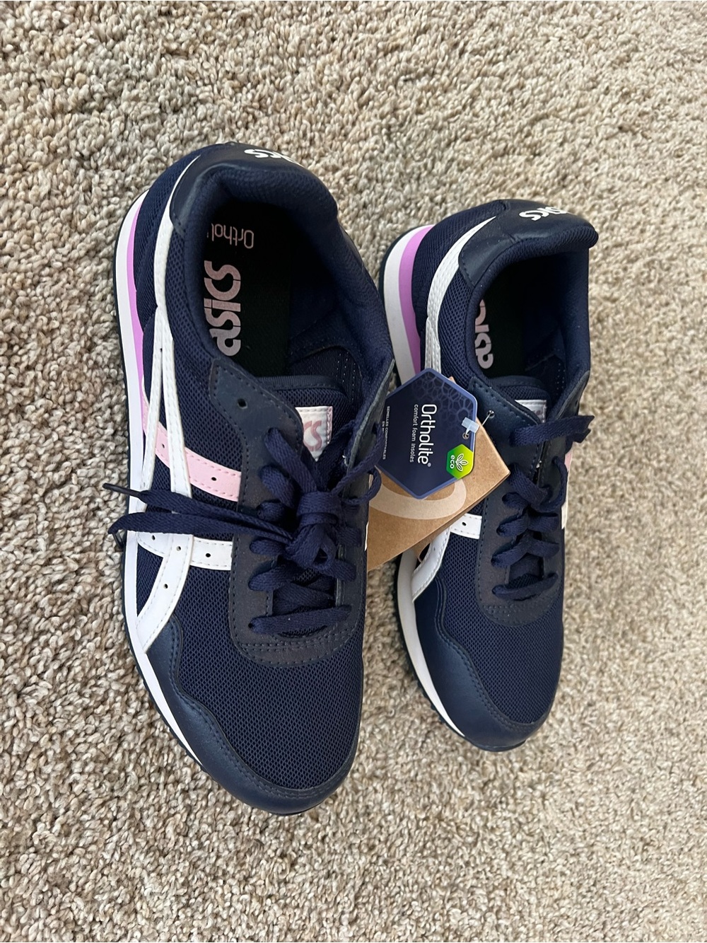 Asics Women's Navy White and Pink Athletic Sneakers